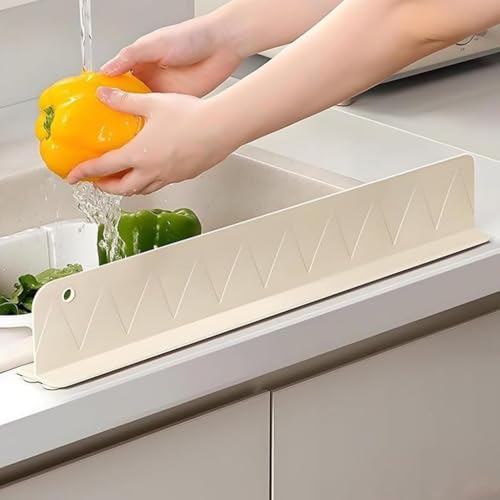 Image of Silicone Sink Splash Guard for Kitchen and Bathroom, Silicone Sink Splash Guards with Strong Suction Cup,Silicone Flume Baffle Water Barrier for Kitchen Sink Anti-Splash Water (48 cm) (pack of 1)