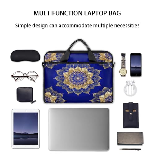 Funda para laptop Golden Mandala Flowers de 15 pulgadas, maletín delgado para computadora portátil con correa ajustable, ideal para trabajo, oficina y viajes, para hombres y mujeres miniatura 7