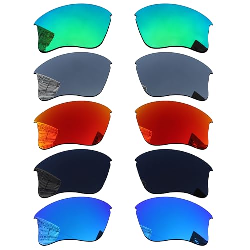 Acefrog 5 Pairs Polarized Replacement Lenses for Oakley Flak Jacket XLJ OO9009 Sunglasses Perfectly Fit Value Pack