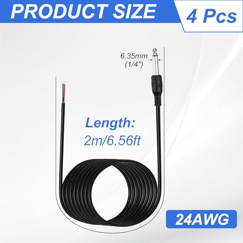 MECCANIXITY cable audio 1/4'' 6.56ft 24AWG pack 4 miniatura 2