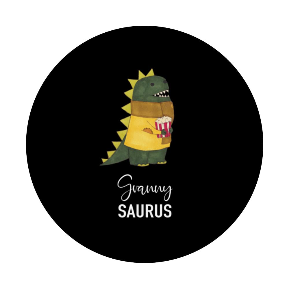 Granny Saurus - Funny Dinosaur PopSockets Swappable PopGrip, Black - Image 3