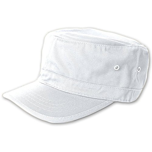 Wholesale Enzyme Washed Cotton Army Cadet Castro Hats (White) - 20778 One Size