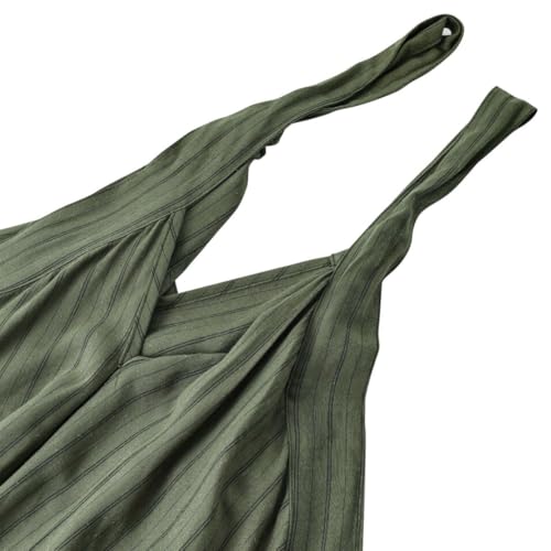 Image of Amazhiyu Women's Linen Striped Halter Sleeveless Maxi Dresses Summer with Pockets