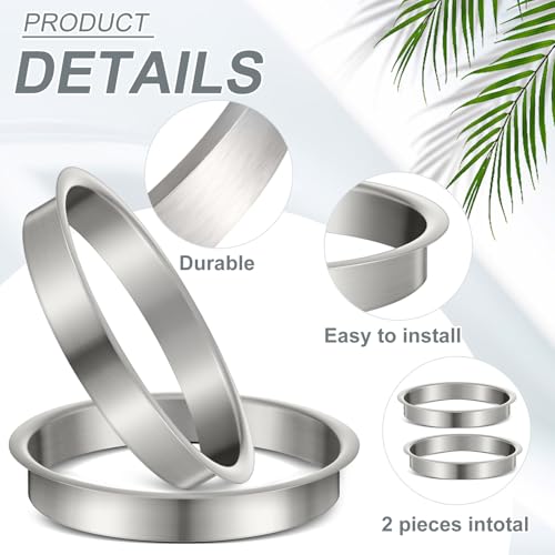 Image of Honeydak 2 Pieces 8 inch (Nominal) Diameter x 1 inch Height 304 Polished Stainless Steel 8 inch x 1 inch Trash Grommets for Countertop Inserted Trash Kitchen Cabinet Counter Bin, Ease to Install