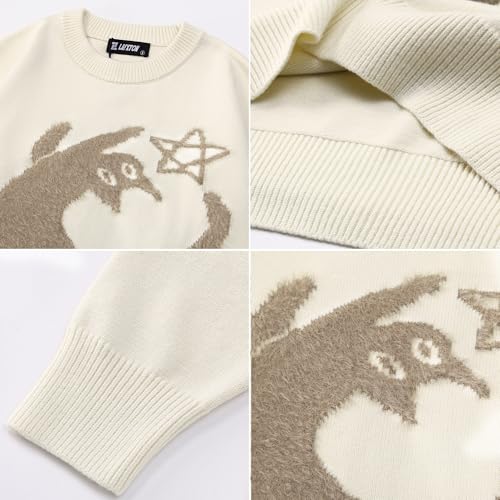 Mens Graphic Sweater Unisex Long Sleeve Knit Oversized Sweater Aesthetic Streetwear Casual Sweaters Tunic Tops3