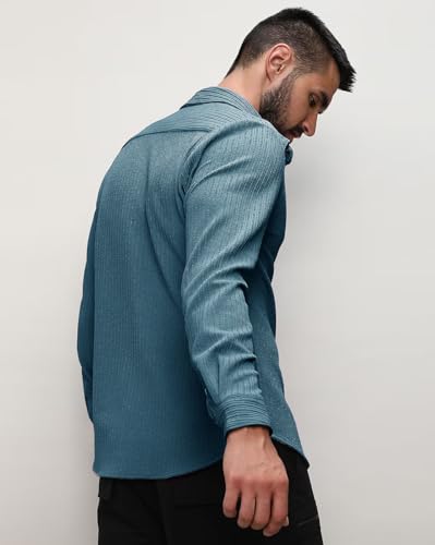 Image of Noble Monk Men's Regular Fit Casual Shirt |Full Sleeve| Polo Neck |Casual Shirts for Men