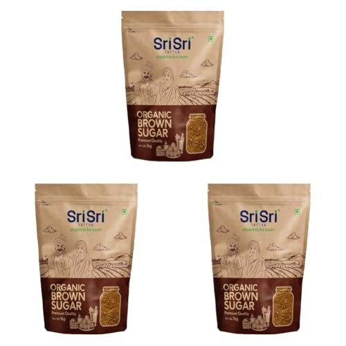Image of Sri Sri TATTVA shuddhta ka naam Sri Sri Tattva Organic Brown Sugar - 1kg (Pack of 3) - Natural & Refined Cane Sugar - Premium Quality - Rich in Minerals