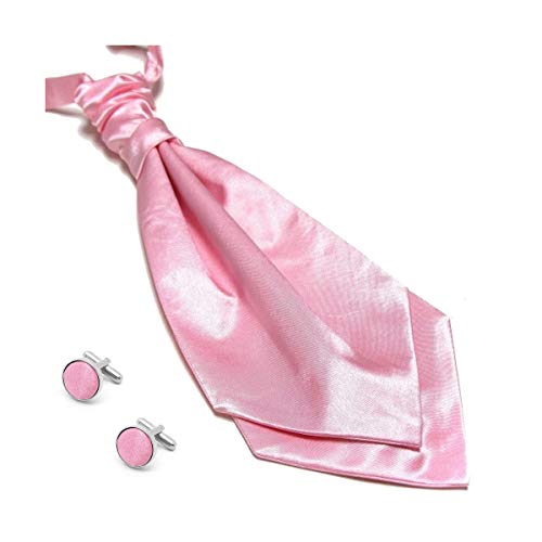 Cravate lavallière de mariage rose et ses boutons de manchette, boutonnières assorties Cover