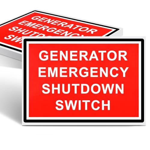 YooNotee 10 Pack Generator Emergency Shutdown Switch Label Bulk - 5" x 3.5" Vinyl Generator Emergency Decal for Machinery Electrical, Waterproof & UV Resistant