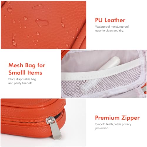 Image of Portable Tampon Organizer - Beige PU Pouch with Handle & Zipper for Women's Period Bags