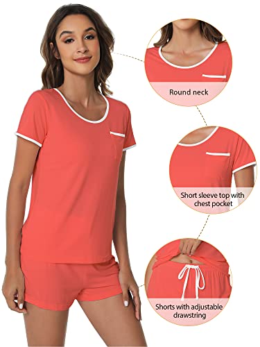 Image of WiWi Viscose from Bamboo Pajamas Set for Women Super Soft Short Sleeve Cooling Summer Plus Size Pjs Sets Sleepwear S-4X