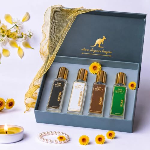 Image of Perfume Gift Set for Men & Women | Long Lasting Extrait De Parfum Collection | Crush, Embossed, Bosss & Star Fragrances | Premium Daily Wear Perfume | Pack of 4 x 20ml (80ml Total)
