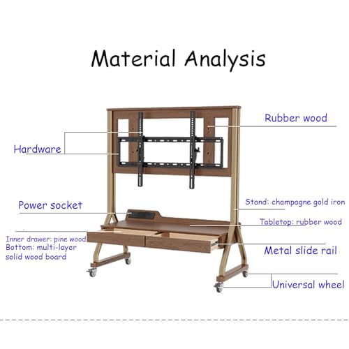 Soporte móvil para TV de madera sólida con ruedas miniatura 5