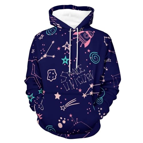 Sweats à capuche manche longue hoody chaud et doux unisexe hoodie planètes licornes