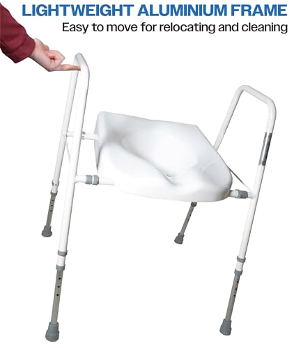Aidapt Raised Toilet Seat and Frame.Height,Width Adjustable,Non-Slip Ferrules,Toilet Surround,Integral Armrests,Push-Pin Adjustment,No Tools Required,Supplied Assembled,Elderly,Hip Surgery Recovery - Image 4