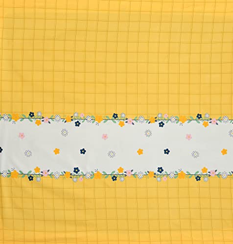 Image of Castiqa Cotton Feels All Over Elastic 400 TC Floral Fitted Bedsheet Set Perfect Upto 10inch Mattress with 2 Matching Pillow Covers Size-18x28inch (Queen Size 60x78, Yellow)