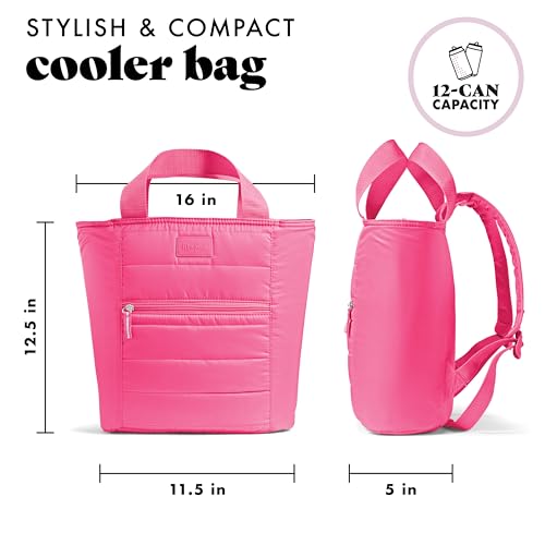 Image of Fit & Fresh Mari Cooler Backpack for Women, Insulated Leakproof Soft Cooler Bag (12 Can), Lunch Tote, Beach Cooler, Lightweight Travel Picnic Tote, Hot Pink