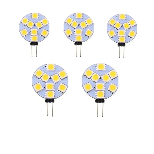 eufeifeiegds G4 LED ���E���h�����W�t�[�h�d�� 12V SMD 5050 6/9/12/24 �{�[�g���C�g �z���C�g/�E�H�[���z���C�g �d�������v(Warm white 3000K,9 LEDs-1.8W-5 Pcs)