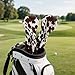 ELEQIN Brown Cow Print Golf Club Head Covers for Hybrid Fairway 3 Wood 5 Wood Driver Leather Headcovers Women Golfers Outdoors Sports Golf Accessories Easy to Hold