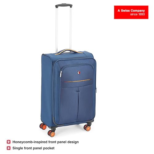 Image of WENGER Fiero-Pro Medium Softside Suitcase, 69 litres, Blue /Orange, Blend of Style & Function, 612103 Swiss Designed - Polyester, Spinner