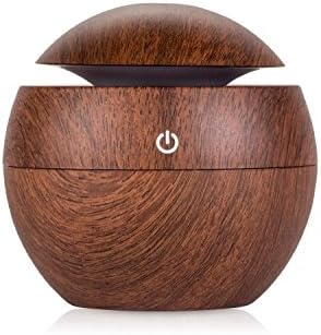 Topc Mini Ultrasonic Aroma USB Wood Grain Humidifier Portable Essential Oil Diffuser with 6 Color LED light