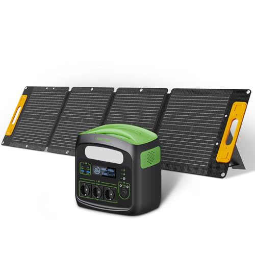 NECESPOW Estación de Energía Portátil con Panel Solar Portátil Plegable, 576Wh Generador Solar con 230V/700W AC Outlets, LiFePO4 Baterías, 120W Panele Solare para Camping, RV, Cortes de Energía