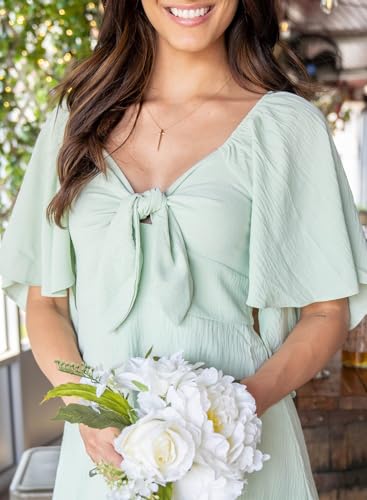 Image of Dokotoo Womens Dresses 2026 Spring Summer Deep V Neck Elegant Cocktail Bow tie Mini Dress S-XL