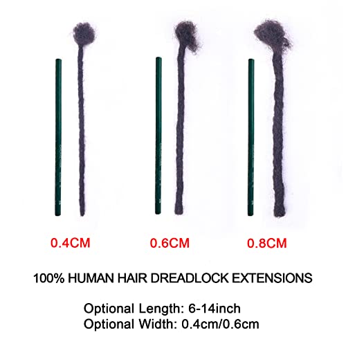 ADIASAI 0.4cm Width 4 Inch 30 Strands 100% Human Hair Loc Extensions, Full Handmade Dreadlock Extensions for Men Women Kids Can Be Dyed and Bleached with Needle and Comb 100% Unprocessed Natural Black