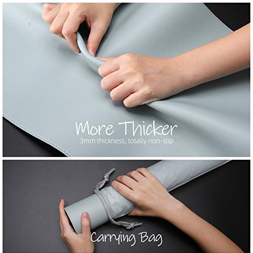 Ysagi Soft Leather Desk Pad,Rubber Base Large Mouse Pad,Pu Desk Protector, Waterproof Desk Mat Blotter Non-Slip Desk Writing Pad For Office And Home (Light Blue, 23.6" X 13.8") #TOP4