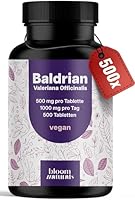 Baldrian Hochdosiert – 500 vegane Tabletten – 1000 mg pro Tag – Valeriana officinalis – produziert in Deutschland - Verpackung kann variieren