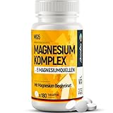 Magnesium Komplex, 180 Tabletten - 400 mg elementares, Magnesium Bisglycinat - PREMIUM...