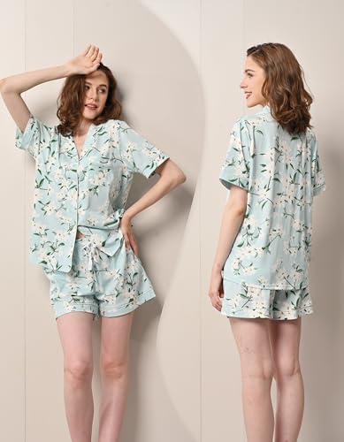 Image of NAP BOUND 100% Cotton Pajamas for Women Sets 2 Pieces Pjs Button short sleeves with Pockets Soft Sleepwear Loungewear XS-XXL