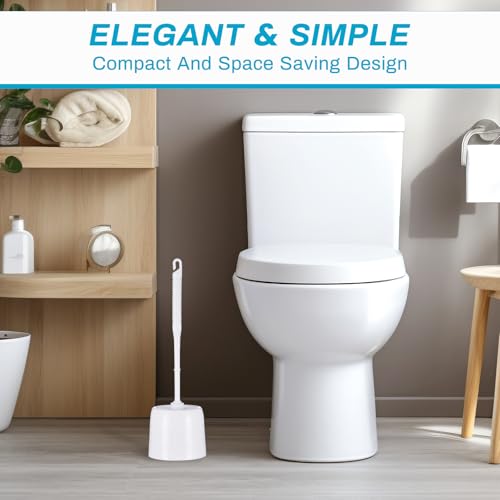 Image of 6 Sets Toilet Brush and Holder Toilet Cleaner Brush Set for Bathroom Toilet Bowl Brush with Caddy Toilet Scrubber for Cleaning, 14.57 Height(White)