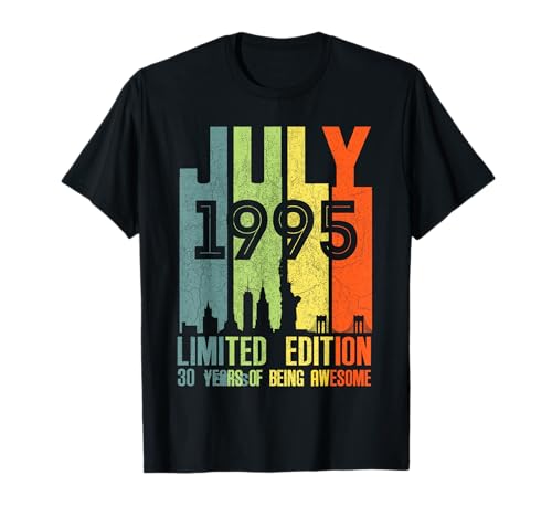 July 1995 30 Birthday 30 Year Old 1995 Birthday Vintage T-Shirt