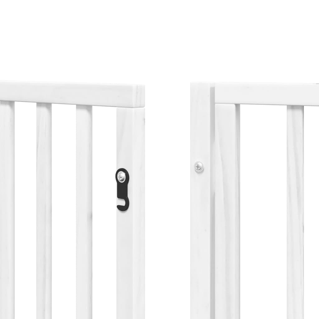 Homgoday Barrera para Perros,Barrera de Seguridad para Perros Mascotas,para Escaleras y Puertas Puerta de Perros Plegable 10 Paneles Madera álamo Blanca 800 cm