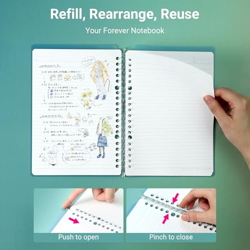 Image of KOKUYO Campus Smart Ring Binders 3 Pack, A5 Binder Notebooks + 100 Campus Loose-Leaf Paper, 25 Sheet Capacity, 20 Ring, Slim Binder Folder for Meeting and Classes, Vivid Color