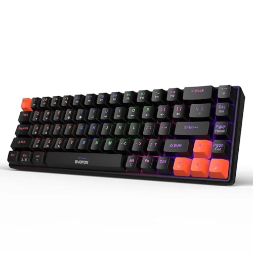 Image of EvoFox Katana S Mini Mechanical Keyboards Wireless | Tri-Mode (3X BT, 2.4GHz & Wired) Connectivity | Hot-Swappable Red Switches | 68-Key Compact | Rainbow Backlight | Rechargeable Battery