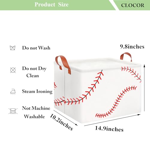 Image of CLOCOR Rectangular Storage Basket Empty,Waterproof Storage Bin with Handles(Baseball Stitching)
