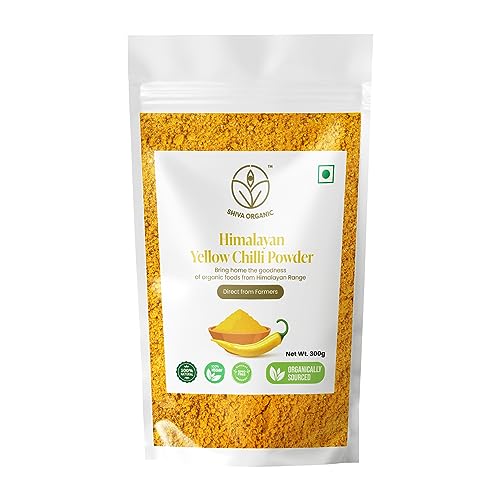 Shiva Organic Himalayan Yellow Chilli Powder - 300gram - Preservative/Chemical Free - Sourced Organically