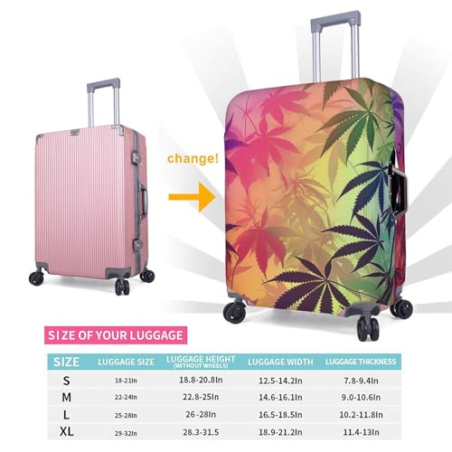 Neon Leaves Luggage Cover Washable Suitcase Cover Anti-Scratch Luggage Protector Covers Elastic Luggage Identify for Suitcase L fits 25-28 Inch Luggage2