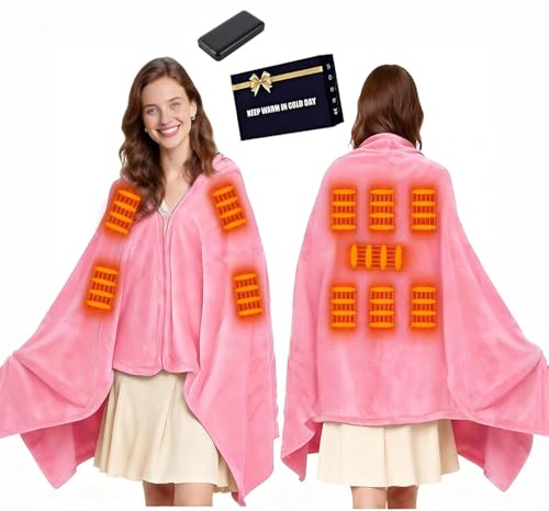 Hcaiip Heated Shawl for Women Men Heated Shawl Blanket Cordless with 11 Heating Zones Heated Blanket Throw Wearable Heated Poncho Shawls