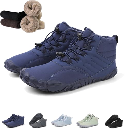 Winter Barefoot Shoes, Hike Winter Footwear Barefoot Womens, Mens Wide Toe Box Minimalist Waterproof Warm Snow Boots Sneakers