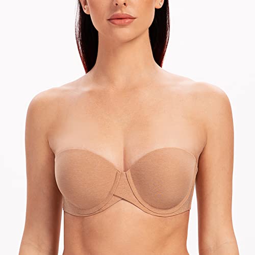 Image of MELENECA Women's Push Up Strapless Bra Padded Underwire Stay Put Lift
