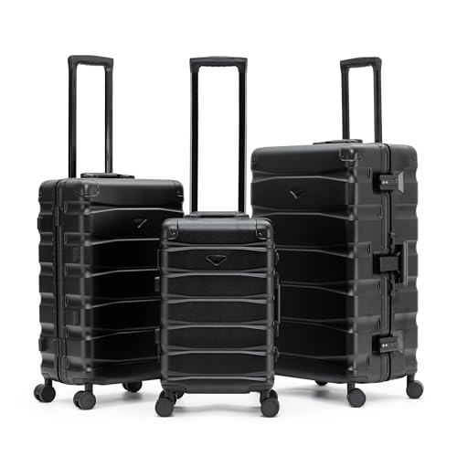 Flight Knight Premium Travel Suitcase - 8 Spinner Wheels - Built-in TSA Lock Lightweight Aluminium Frame, ABS Hard Shell Carry on Check in Luggage Highly Durable - Approved for Over 100 Airlines