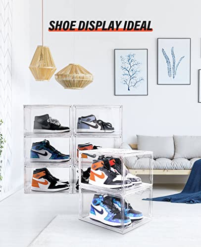 Shoe Boxes Clear Plastic Stackable 10 Pack Sneaker Storage Boxes With Magnetic Door, Acrylic Boxes For Display, Strong And Sturdy Fit Shoe Size Up To Us 15 #TOP2
