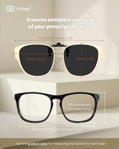 Image of Goiteia Oversized Polarized Clip on Sunglasses over Prescription Glasses for Women Men-Round Frame,UV400Protection