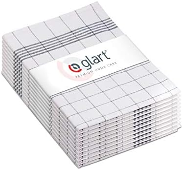 Glart Kitchen Towels, Pack of 10 Black & White Tea Towels, 50 x 70 cm, 100 Percent Cotton, High-Absorbent Kitchen Cloths