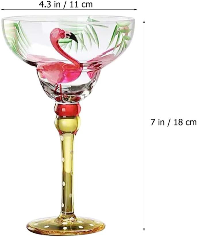 Glass Cocktail Glasses Flamingo Glasses Set of 2, Coupe, Coupe Glasses for Cocktails for Home, Bar, Restaurants and Parties Margarita Cocktail Glasses