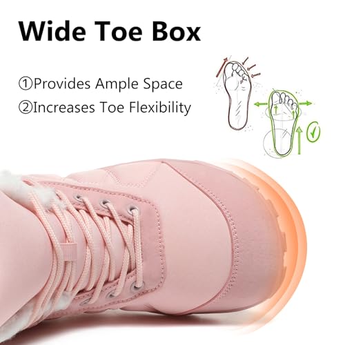 Image of Mens Womens Snow Boots Winter Barefoot Shoes Warm Fur Lined Short Ankle Booties Outdoor Anti-Slip Wide Toe Box Walking Winter Shoes