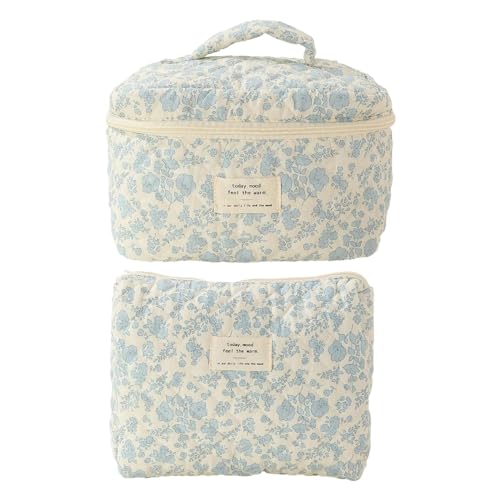 2 Pezzi Borsa per Trucco per Trapuntata Custodia per Chiusura con Cerniera per Cosmetici Borse da Toilette per Matita per